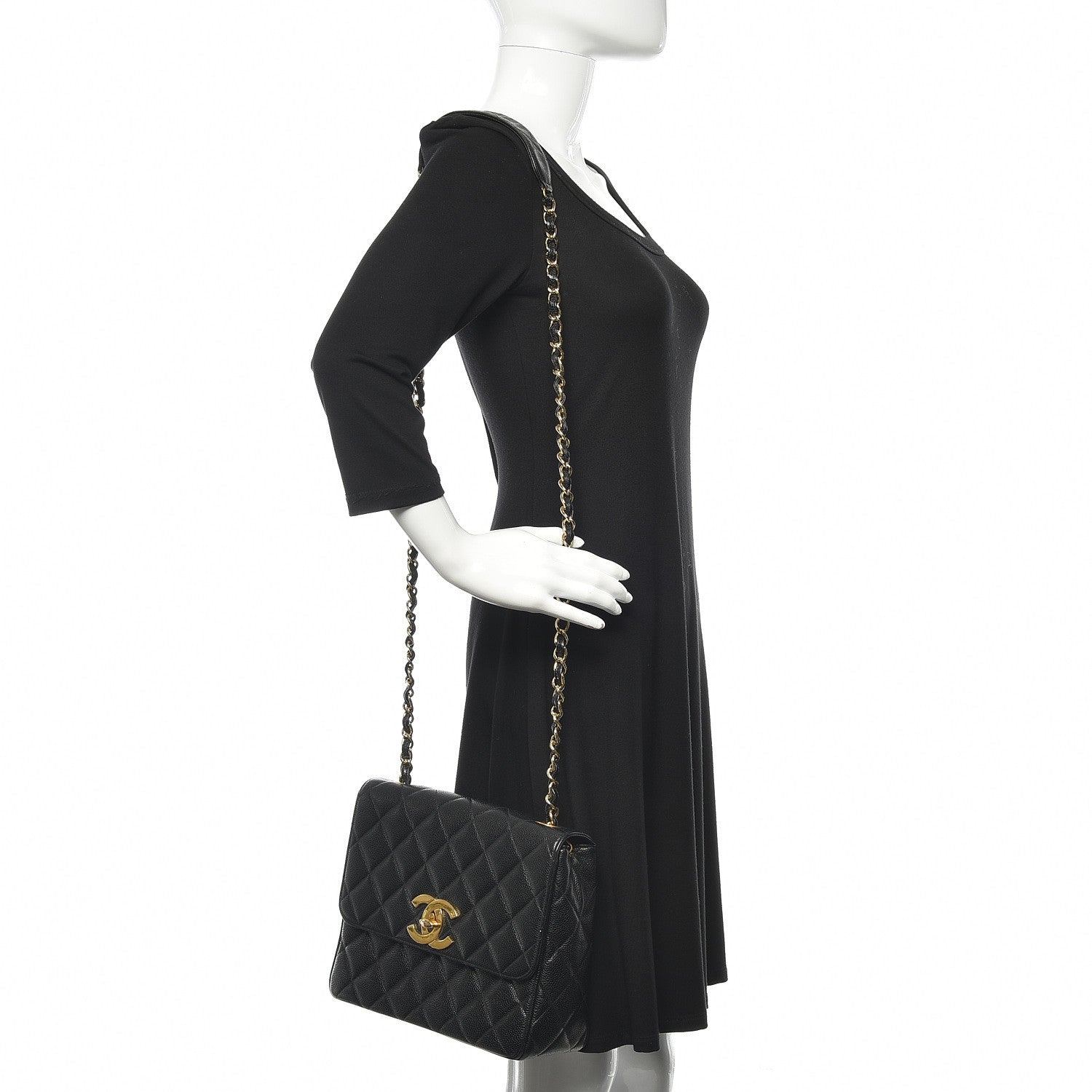 Chanel Caviar Quilted Medium Single Flap Black 2 of 14