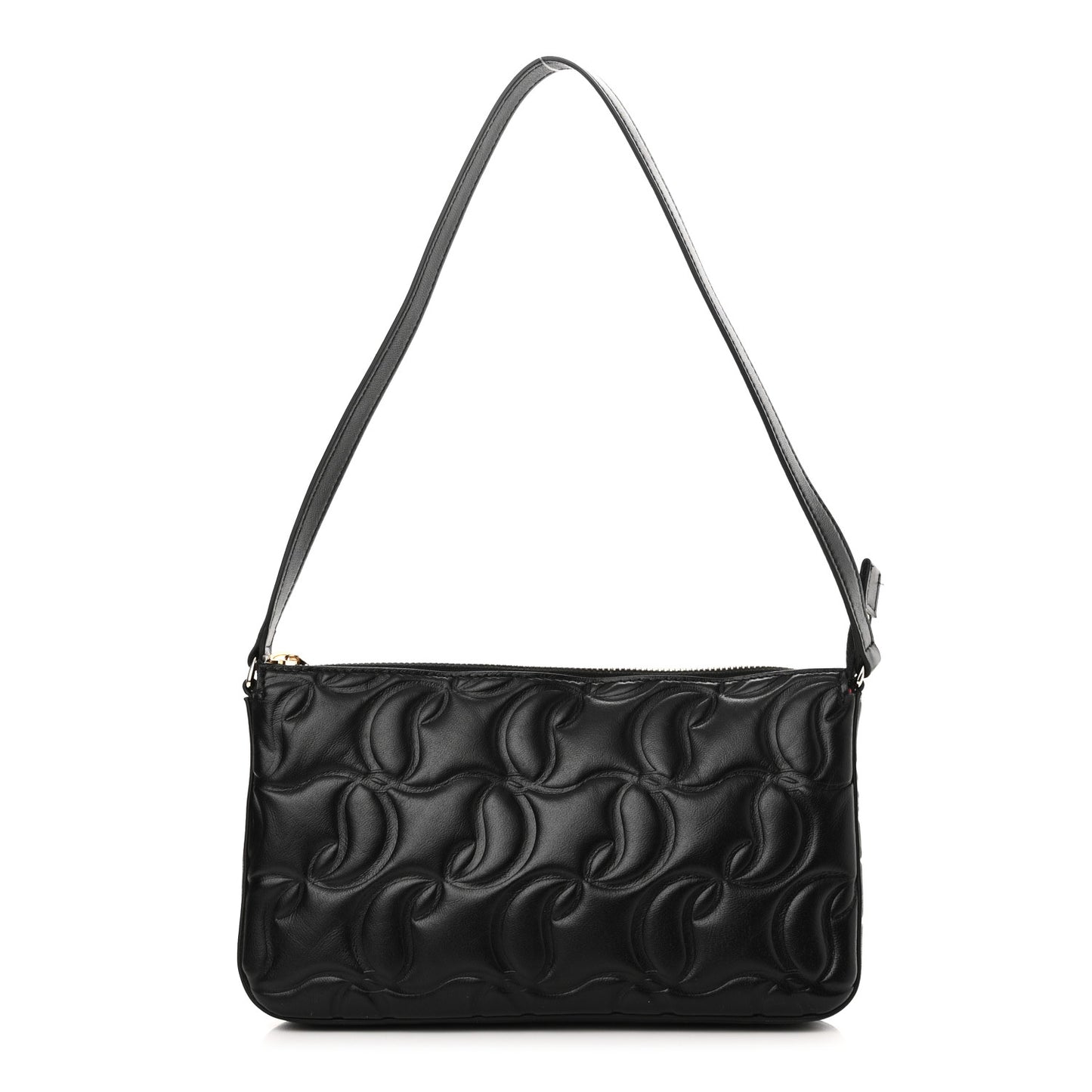 Calfskin Embossed Loubila Shoulder Bag Black