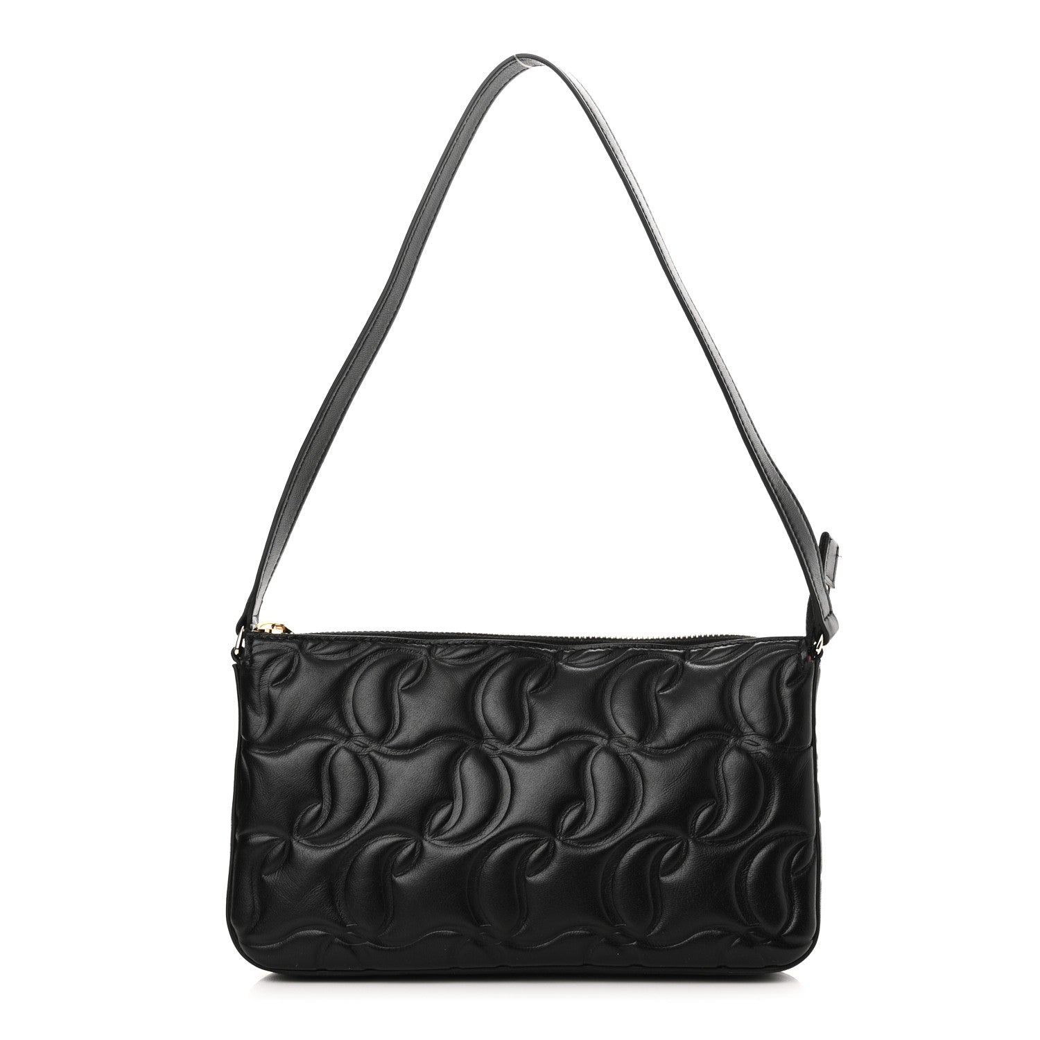 Christian Louboutin Calfskin Embossed Loubila Shoulder Bag Black 1 of 10