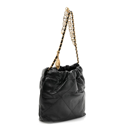 Chanel Shiny Calfskin Quilted Pearl CC Chain Mini Chanel 22 Black 3 of 10