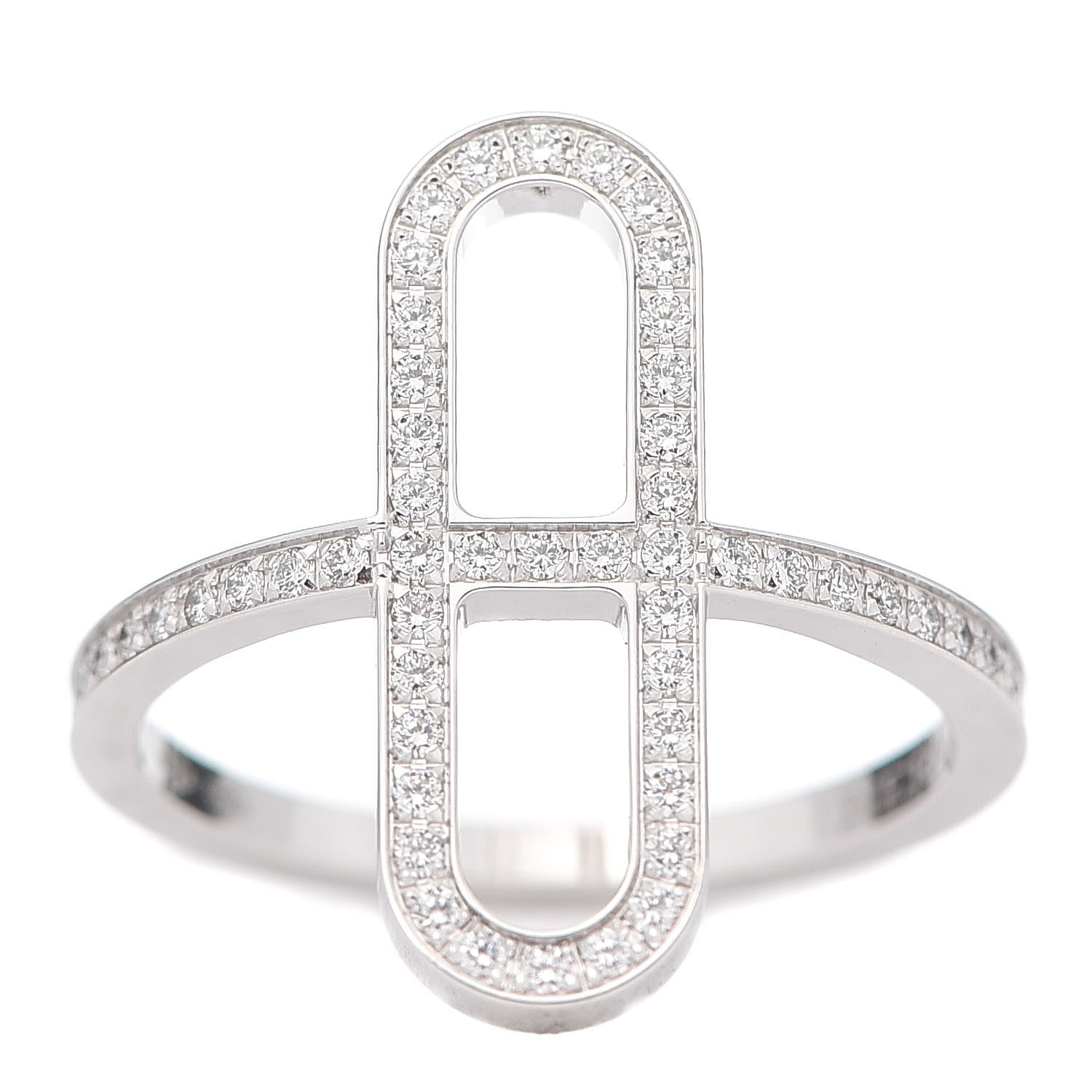 Hermes 18K White Gold Diamond Ever Chaine d'Ancre Ring 51 5.75 1 of 8