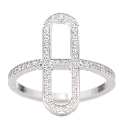 Hermes 18K White Gold Diamond Ever Chaine d'Ancre Ring 51 5.75 1 of 8