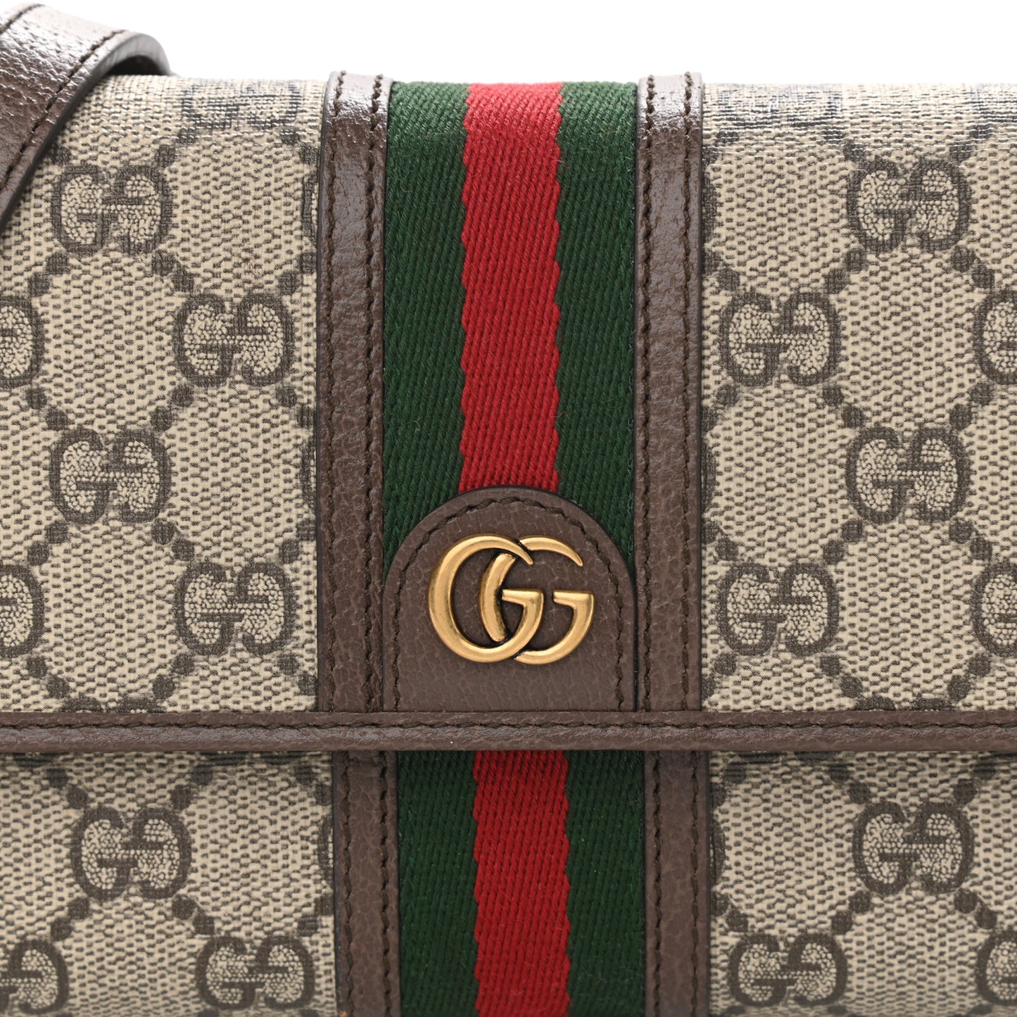 GG Supreme Monogram Web Ophidia Crossbody Wallet Beige New Acero