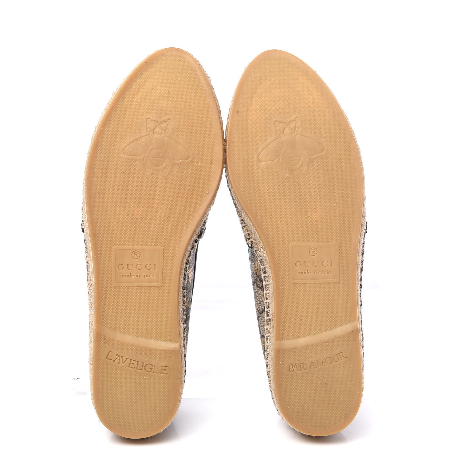 Gucci GG Supreme Monogram Bees Espadrille Flats 38 Beige Ebony Oro Black 6 of 11