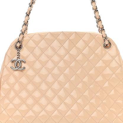 Chanel Patent Quilted Large Just Mademoiselle Bowling Bag Beige 8 of 10
