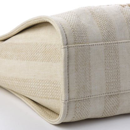 Chanel Mixed Fibers Calfskin Striped Small Deauville Tote Beige 5 of 9