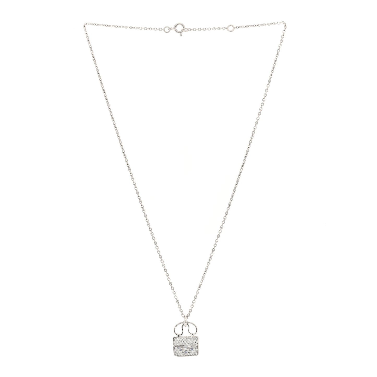18K White Gold Diamond Constance Amulette Pendant Necklace