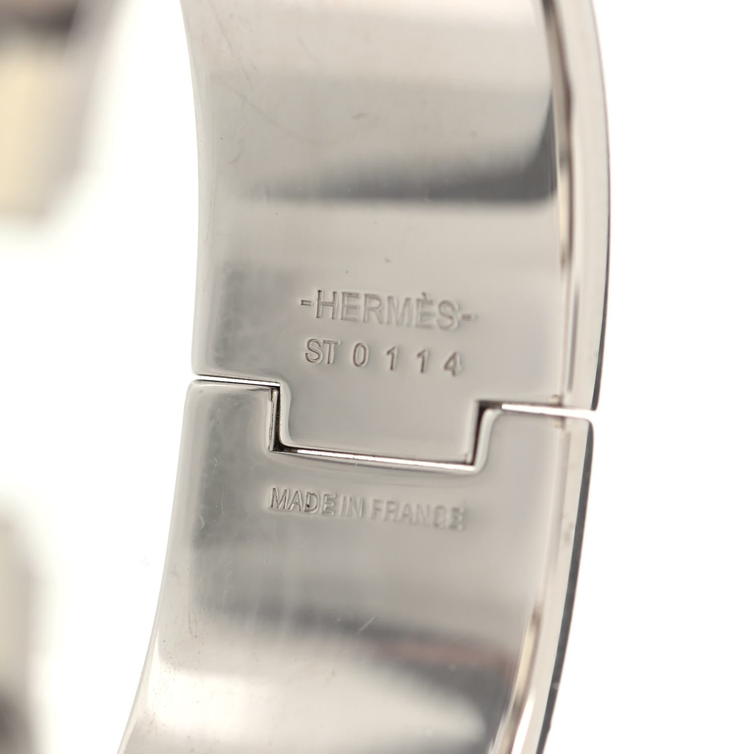 Hermes Enamel Wide Clic Clac H Bracelet PM Blanc Marron Glace 3 of 3
