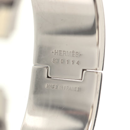 Hermes Enamel Wide Clic Clac H Bracelet PM Blanc Marron Glace 3 of 3