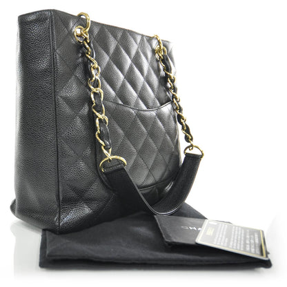 Chanel Caviar Petit Shopping Tote PST Black GHW 3 of 10