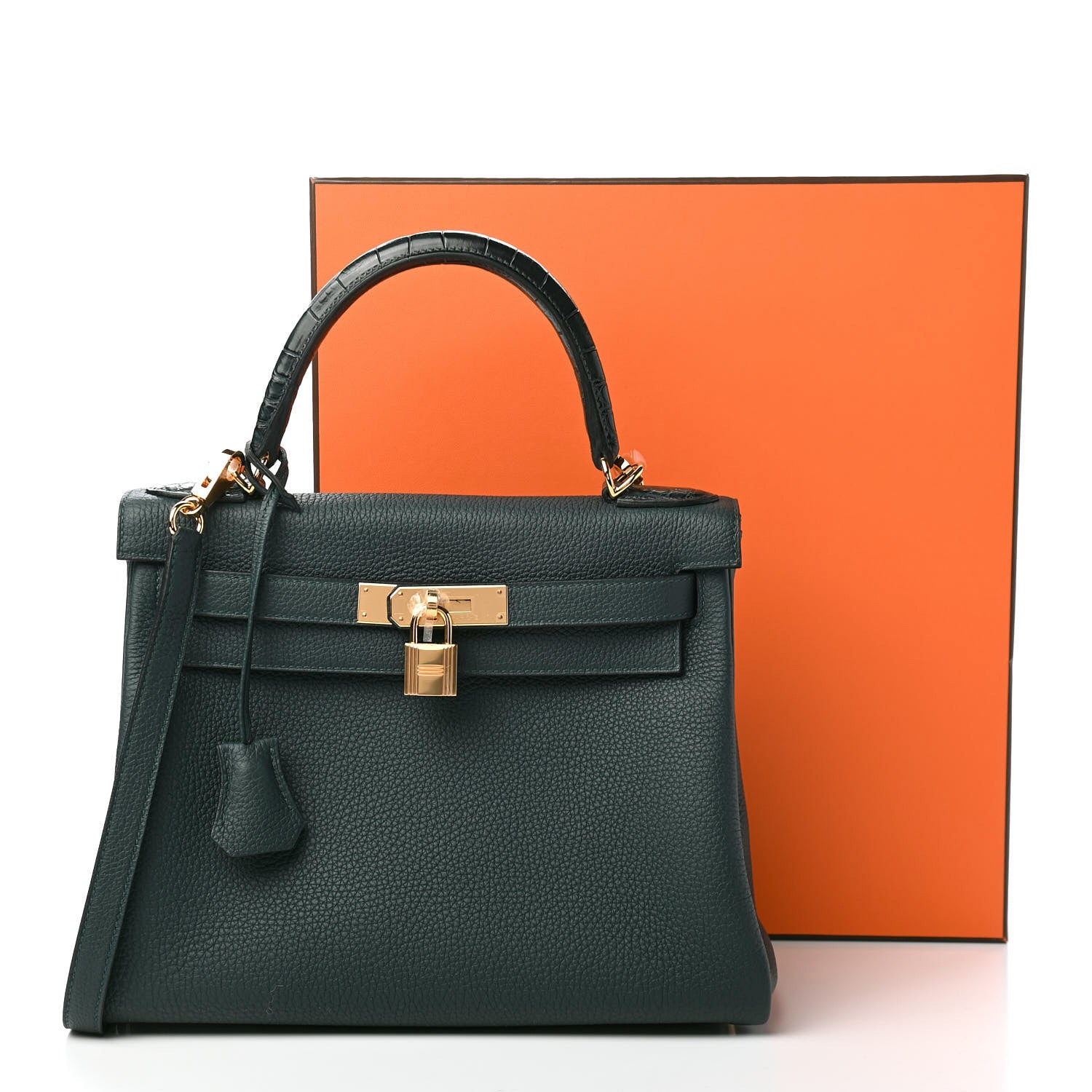 Hermes Togo Matte Alligator Kelly Retourne Touch 28 Vert Cypress 11 of 11