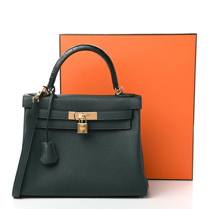 Hermes Togo Matte Alligator Kelly Retourne Touch 28 Vert Cypress 11 of 11