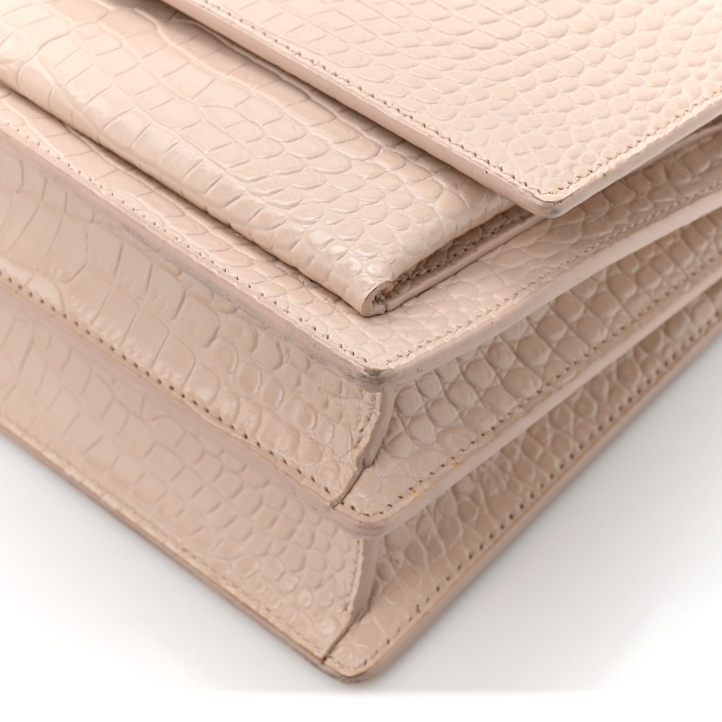 Calfskin Crocodile Embossed Medium Monogram Sunset Rose Antic