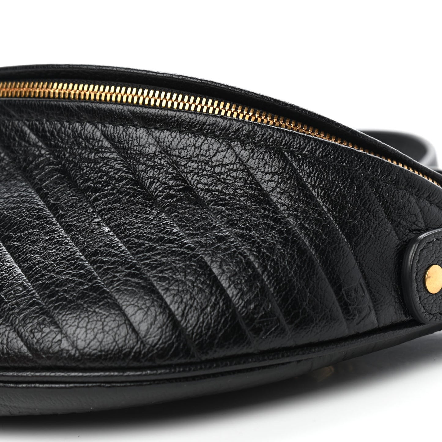 Shiny Goatskin Allover Logo Embossed XXS Souvenir Belt Bag Black