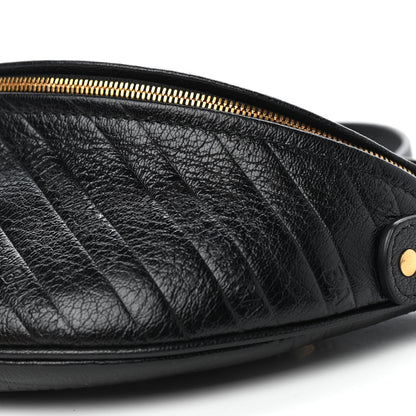 Balenciaga Shiny Goatskin Allover Logo Embossed XXS Souvenir Belt Bag Black 9 of 9