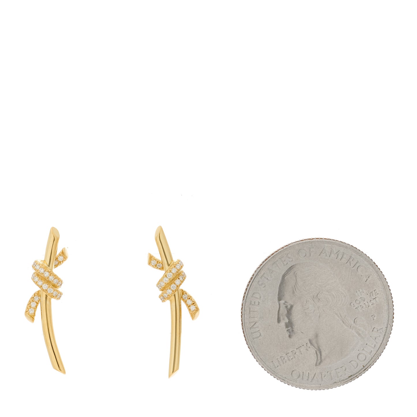 18K Yellow Gold Diamond Tiffany Knot Earrings