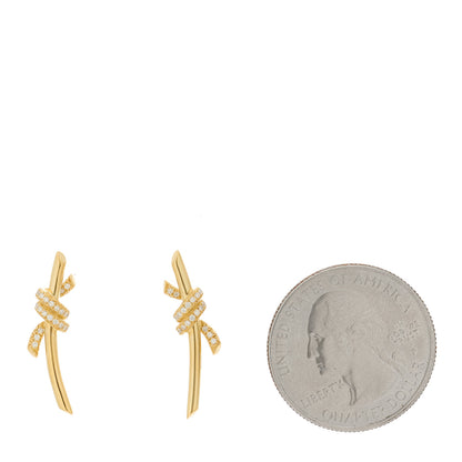 Tiffany 18K Yellow Gold Diamond Tiffany Knot Earrings 2 of 5