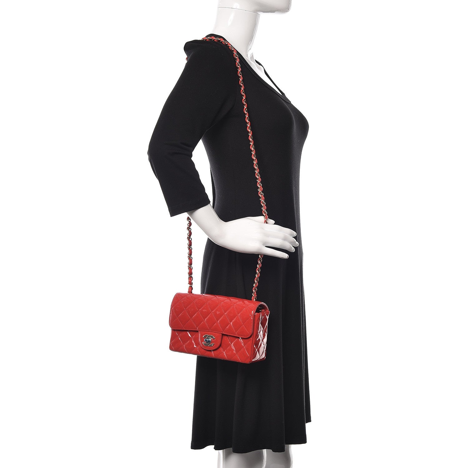 Chanel Patent Calfskin Quilted Mini Rectangular Flap Red 2 of 11