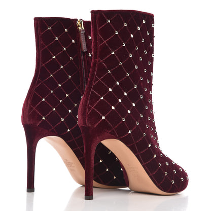 Valentino Garavani Velvet Rockstud Spike Court Ankle Booties 38.5 Rubino 4 of 8