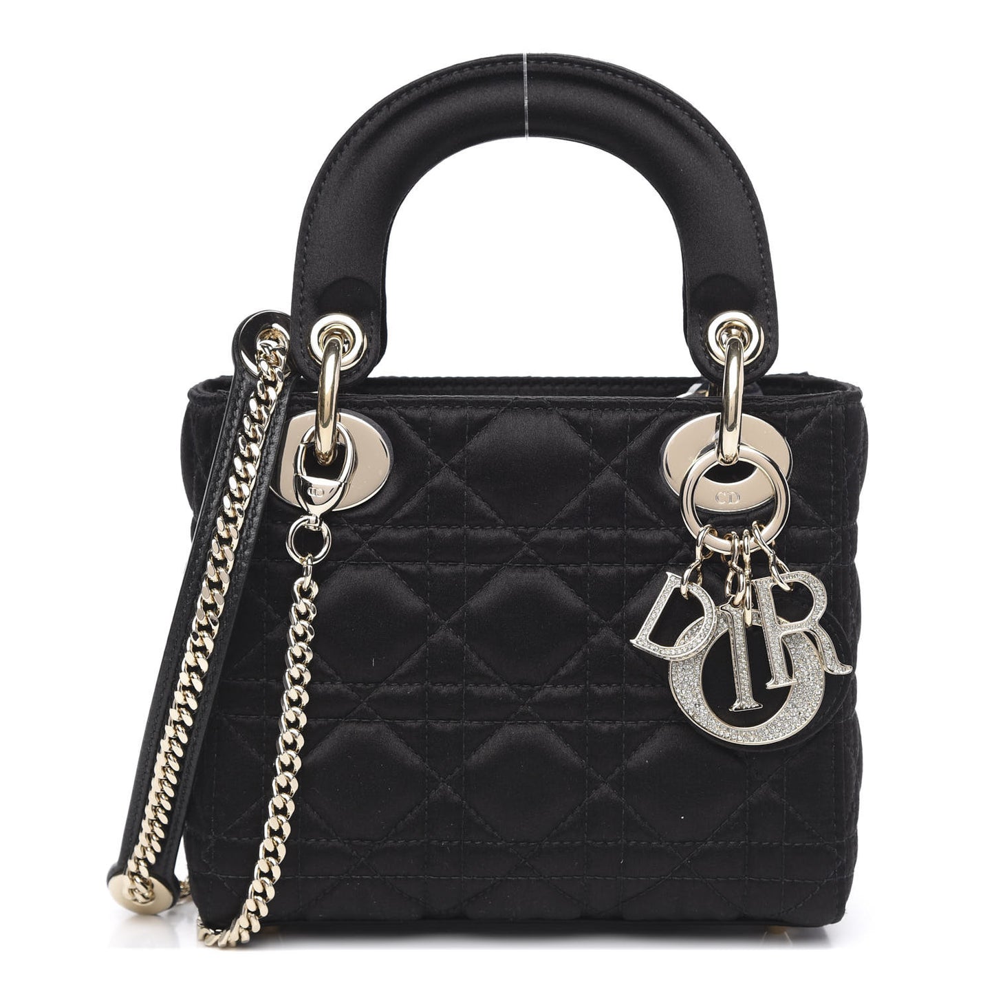 Satin Swarovski Crystal Cannage Mini Lady Dior Black
