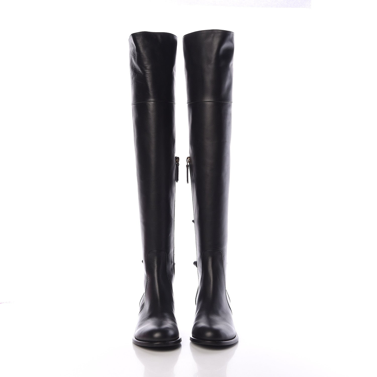 Valentino Garavani Calfskin Multi Bow Over the Knee Boots 37 Black 2 of 9