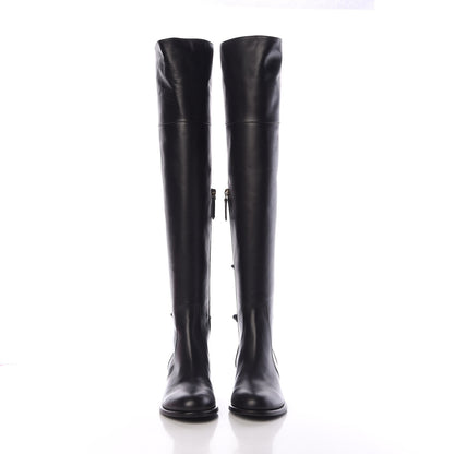 Valentino Garavani Calfskin Multi Bow Over the Knee Boots 37 Black 2 of 9