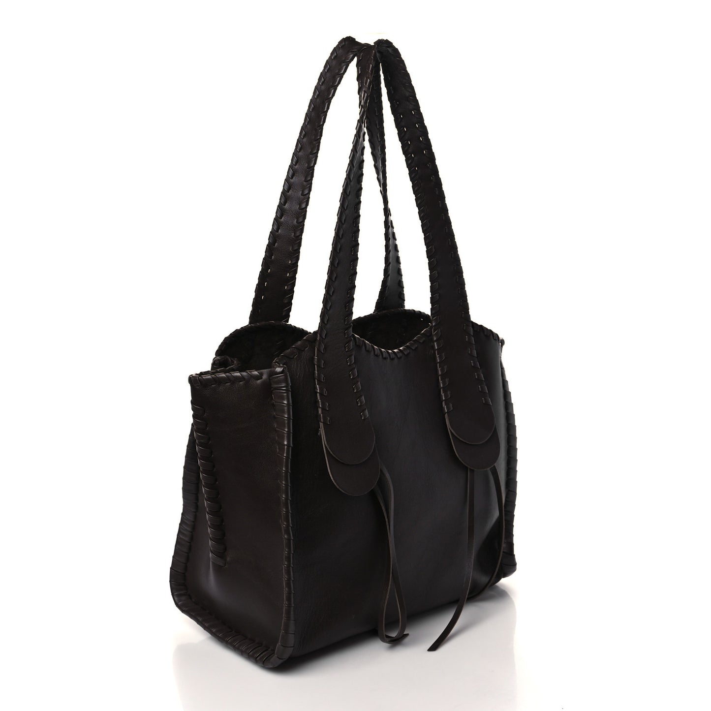 Calfskin Large Mony Tote Bold Brown