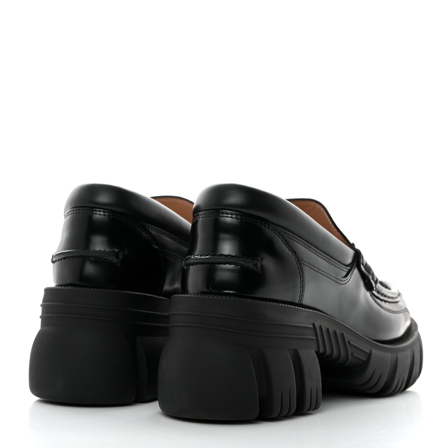 Magnum Calfskin Nappa Samoa Womens Horsebit Platform Chunky Lug Sole 40mm Loafers 38 Black