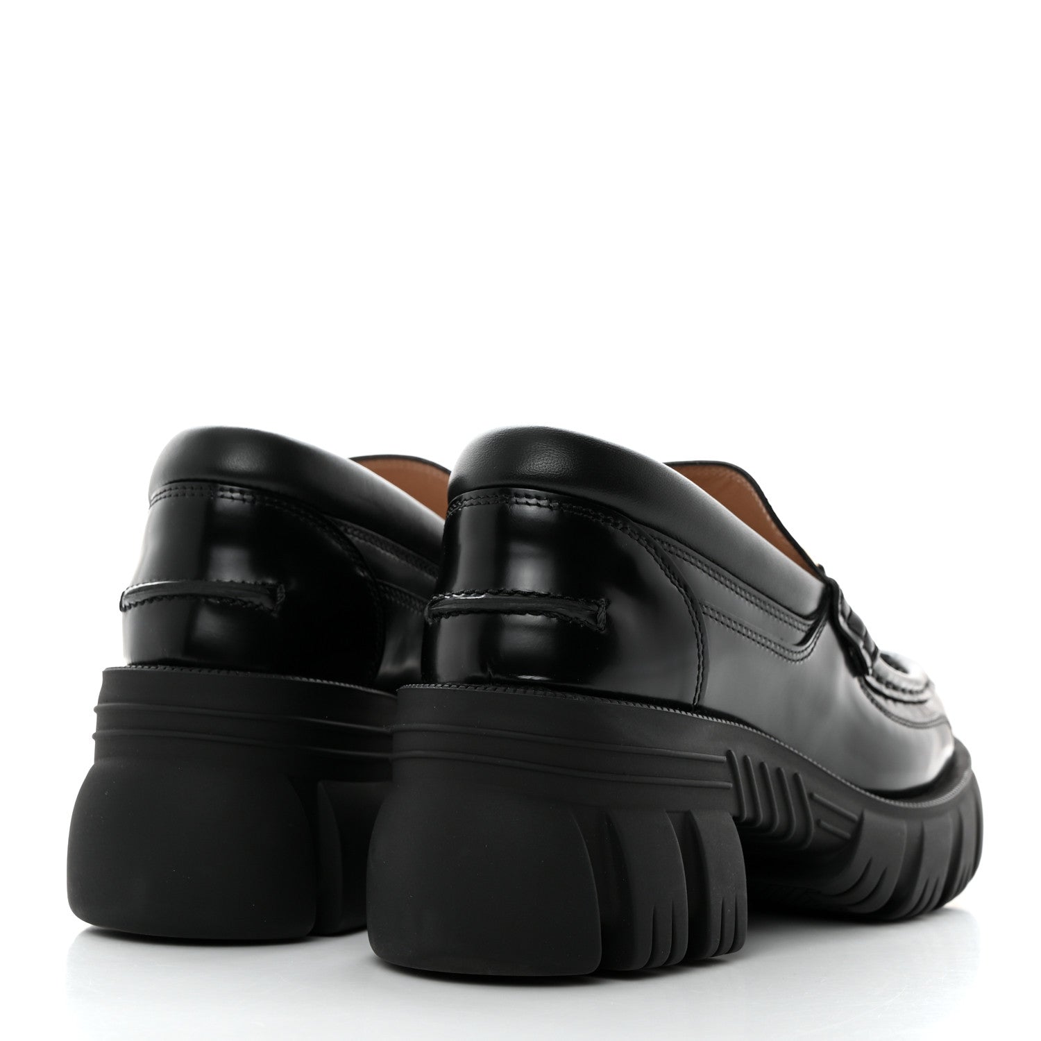 Gucci Magnum Calfskin Nappa Samoa Womens Horsebit Platform Chunky Lug Sole 40mm Loafers 38 Black 4 of 9