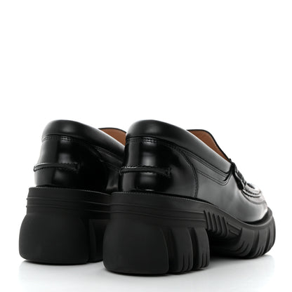 Gucci Magnum Calfskin Nappa Samoa Womens Horsebit Platform Chunky Lug Sole 40mm Loafers 38 Black 4 of 9