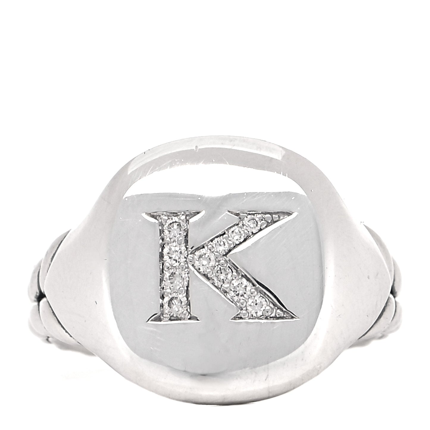 Sterling Silver Diamond 14mm Initial K Pinky Ring 48 4.5