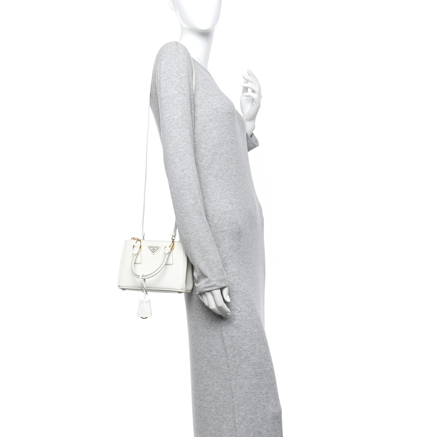 Prada Saffiano Lux Micro Galleria Double Zip Tote White 2 of 10