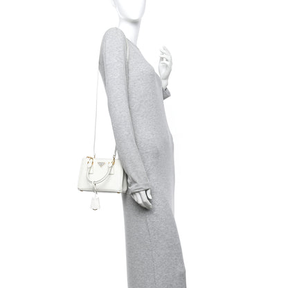 Prada Saffiano Lux Micro Galleria Double Zip Tote White 2 of 10