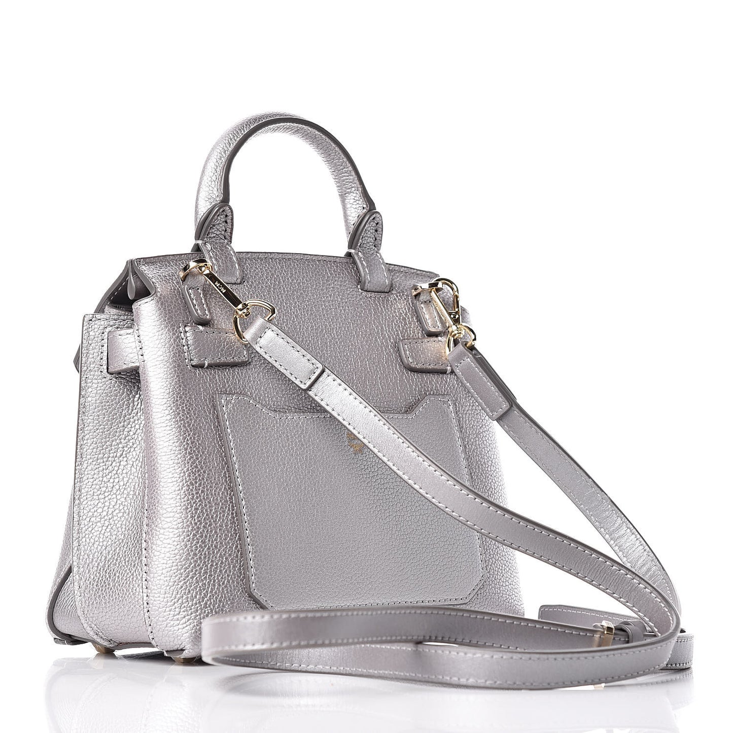 Metallic Grained Calfskin Mini Milla Crossbody Silver