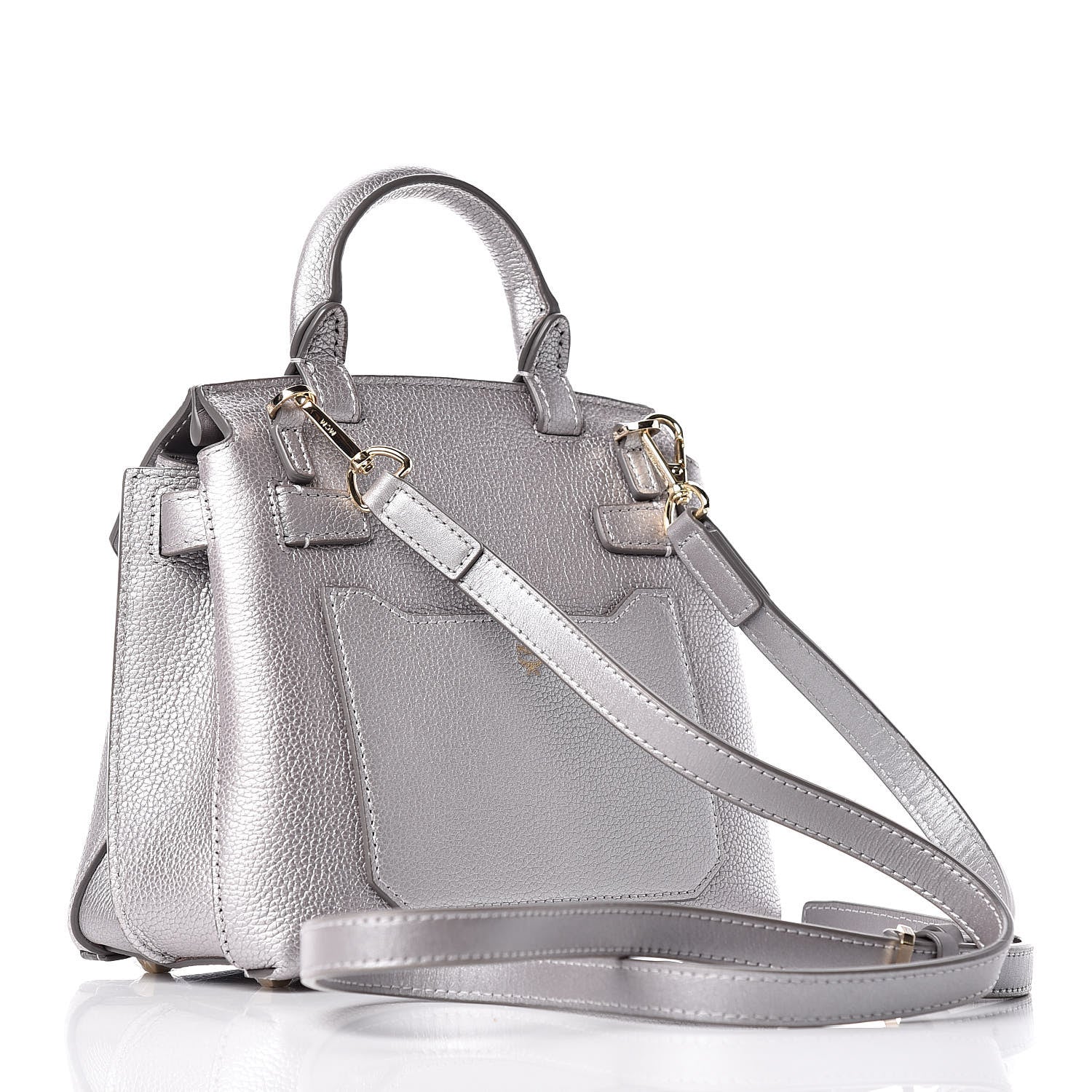 MCM Metallic Grained Calfskin Mini Milla Crossbody Silver 3 of 11