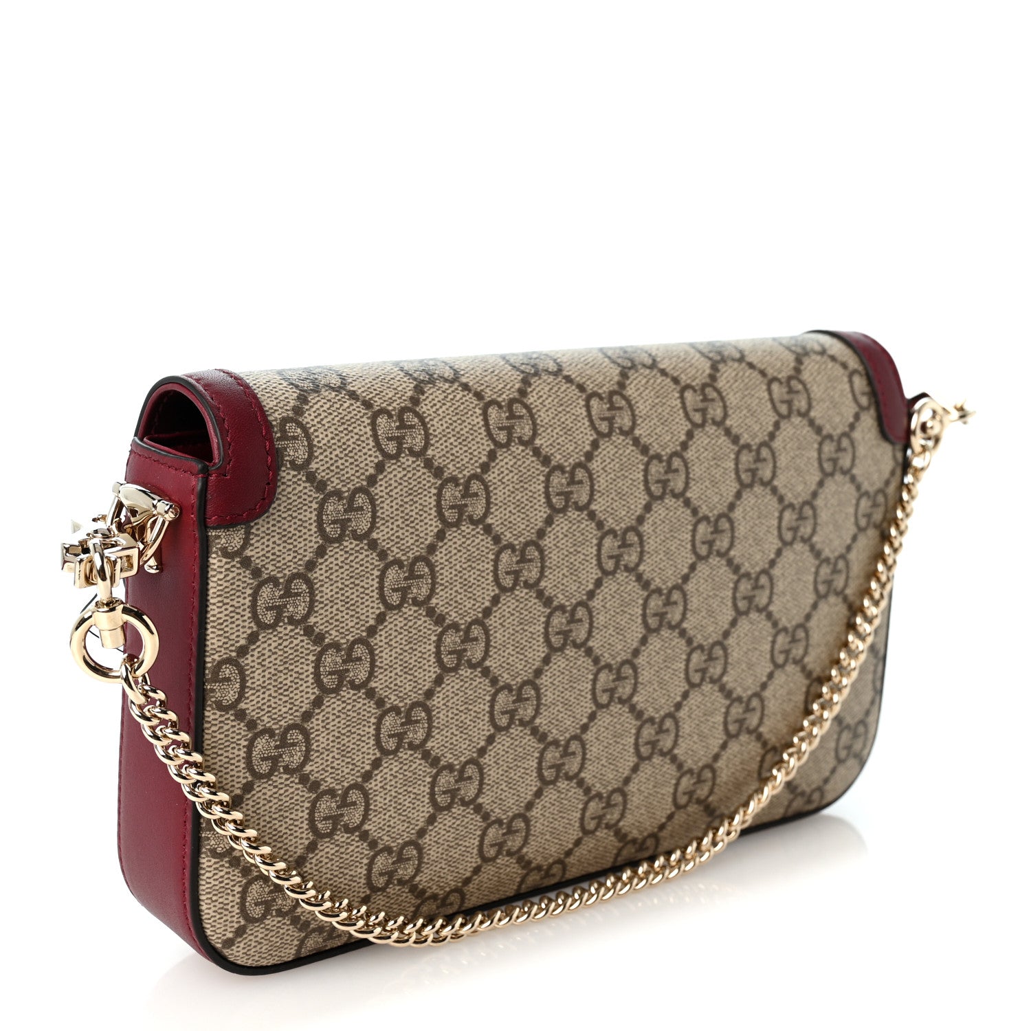 Gucci GG Supreme Monogram Azalea Calfskin Horsebit 1955 Mini Bag Beige Ebony Rosso Ancora 4 of 12