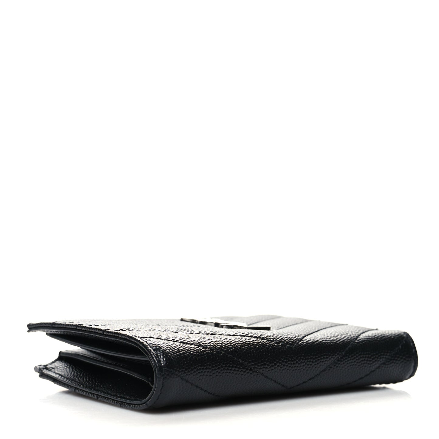 Grain De Poudre Matelasse Chevron Monogram Zipped Two-Part Wallet Black