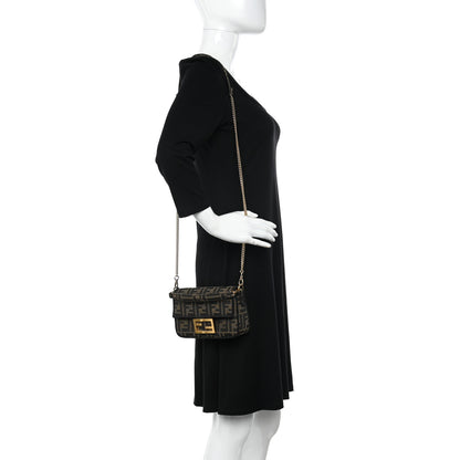 Fendi Fabric Jacquard FF 1974 Mini Baguette Tobacco Moro Black 2 of 13