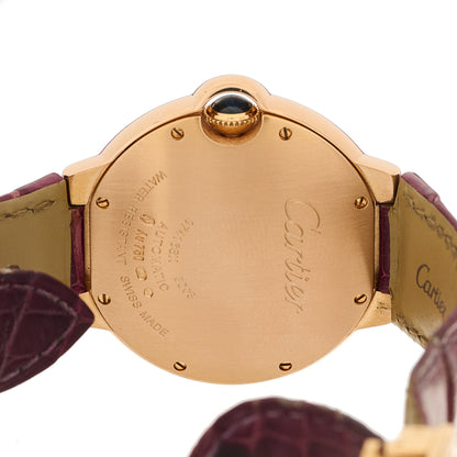 Cartier 18K Pink Gold Alligator Diamond Bezel 36mm Ballon Bleu De Cartier Automatic Watch 4 of 4