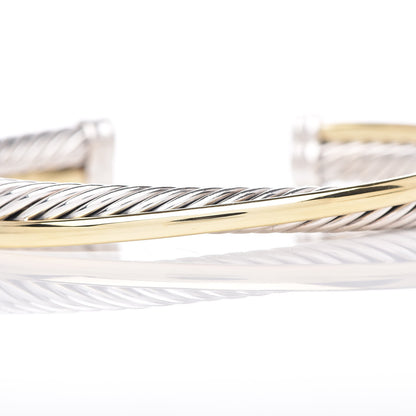 David Yurman Sterling Silver 18K Yellow Gold 5mm Crossover Cuff Bracelet 8 of 8