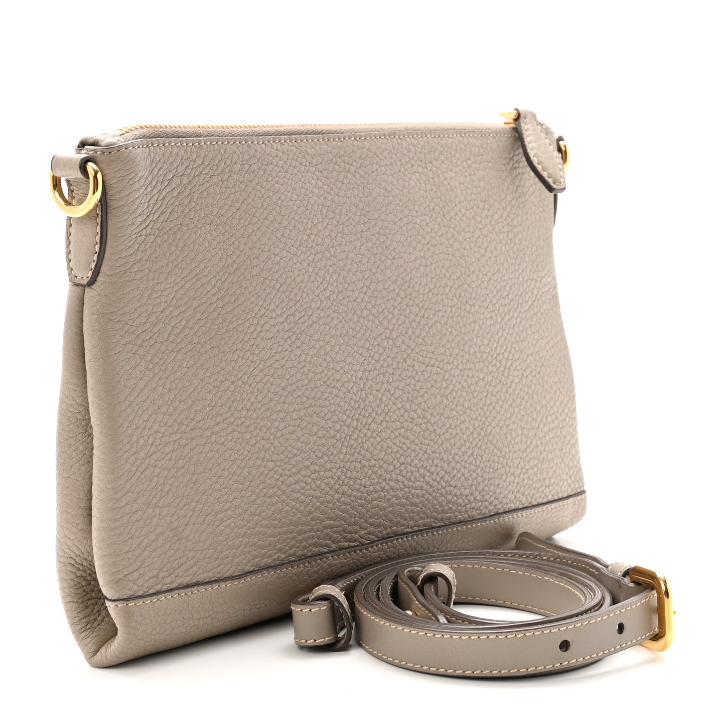 Vitello Daino Zippered Crossbody Bag Argilla