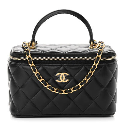 Chanel Lambskin Quilted Small Top Handle Vanity Case With Chain Black 1 of 11