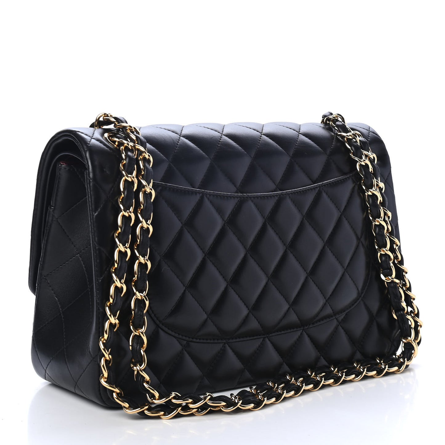 Lambskin Quilted Jumbo Double Flap Black