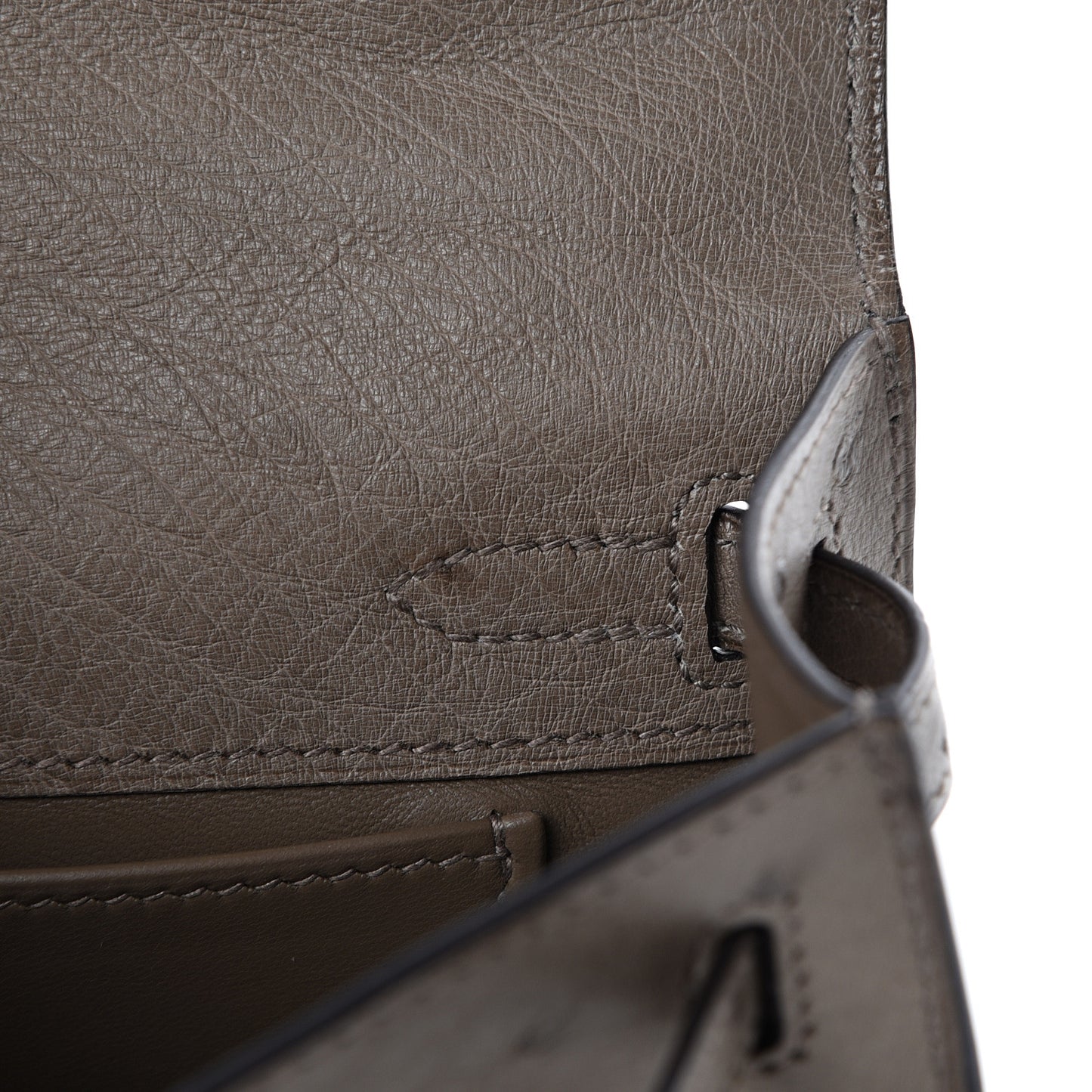 Ostrich Kelly Pochette Clutch Gris Asphalte
