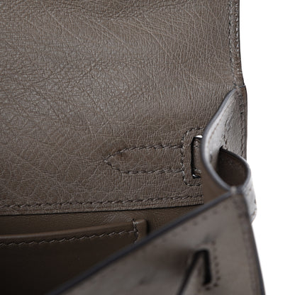 Hermes Ostrich Kelly Pochette Clutch Gris Asphalte 12 of 24