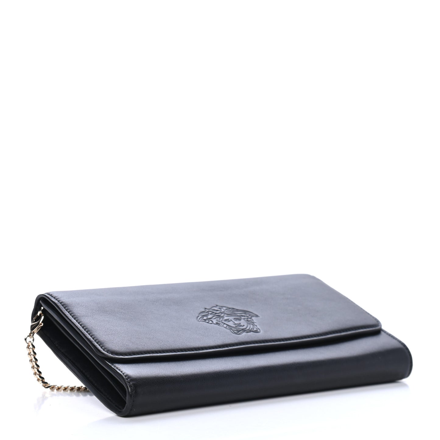 Grained Calfskin Medusa Wallet on Chain Black