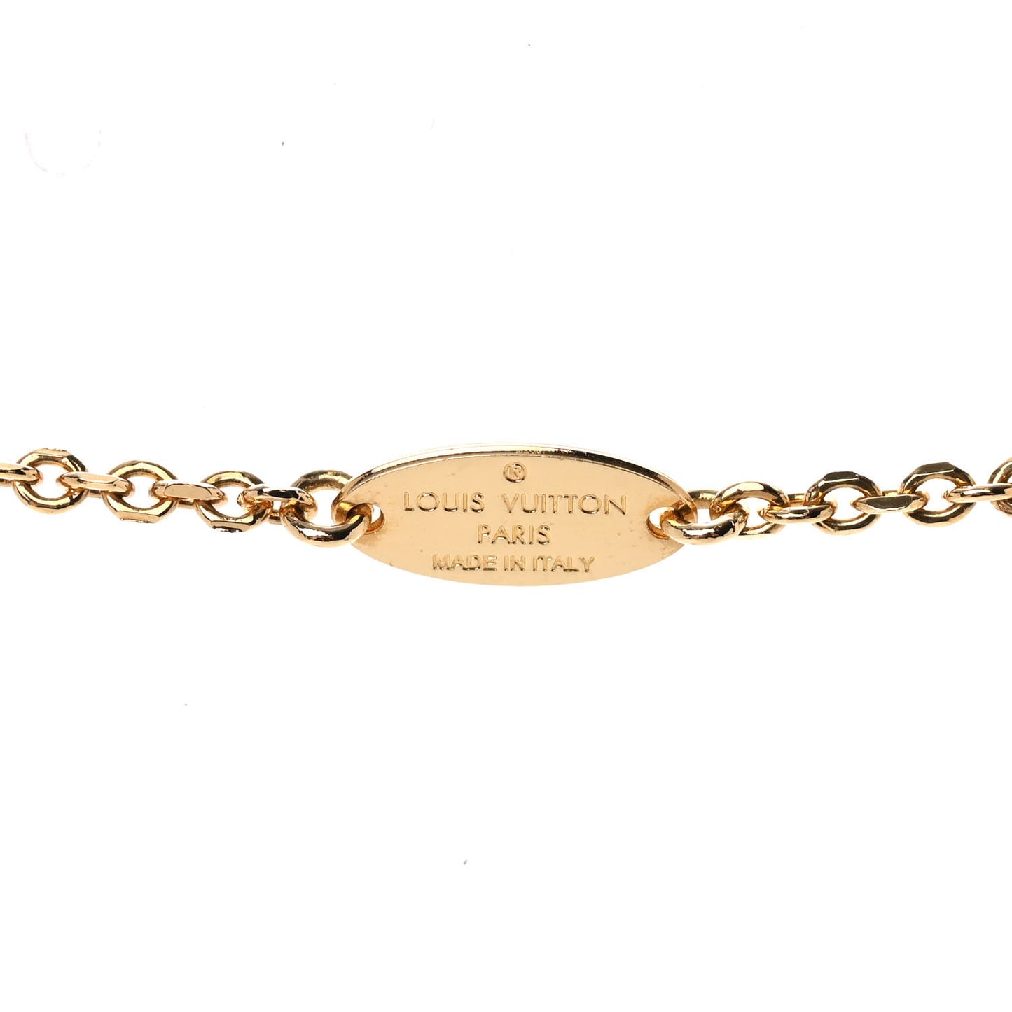 LV Nanogram Whistle Chain Leaf Pendant Necklace Gold
