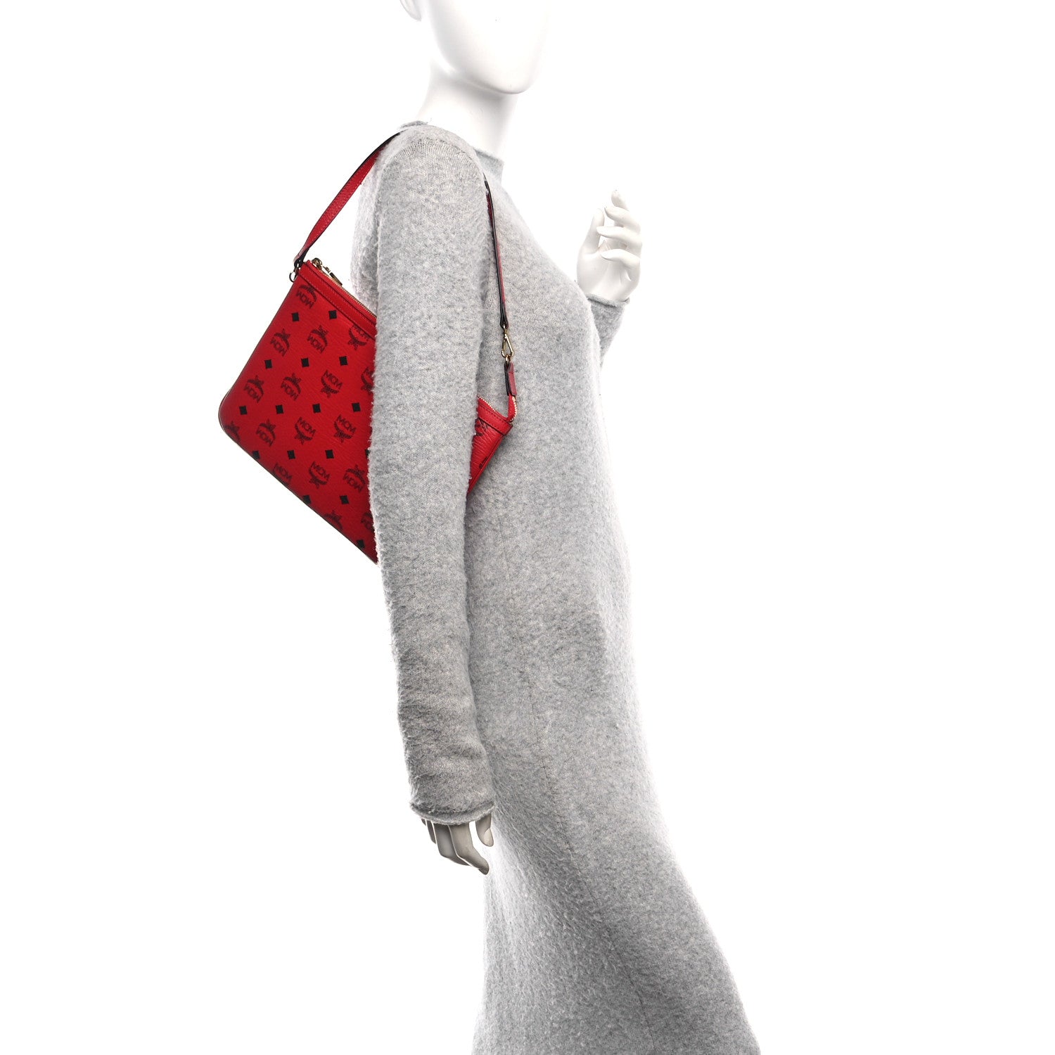 MCM Visetos Liz Shopper Tote Pouch Ruby Red 2 of 10