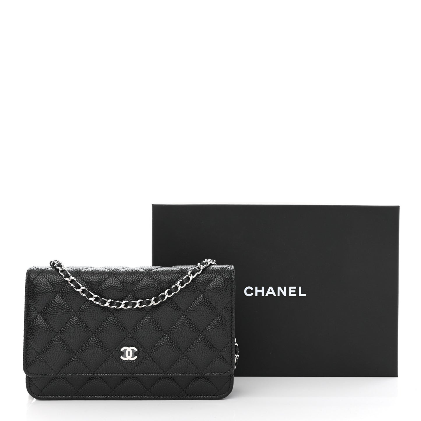 Caviar Quilted Wallet On Chain WOC Black