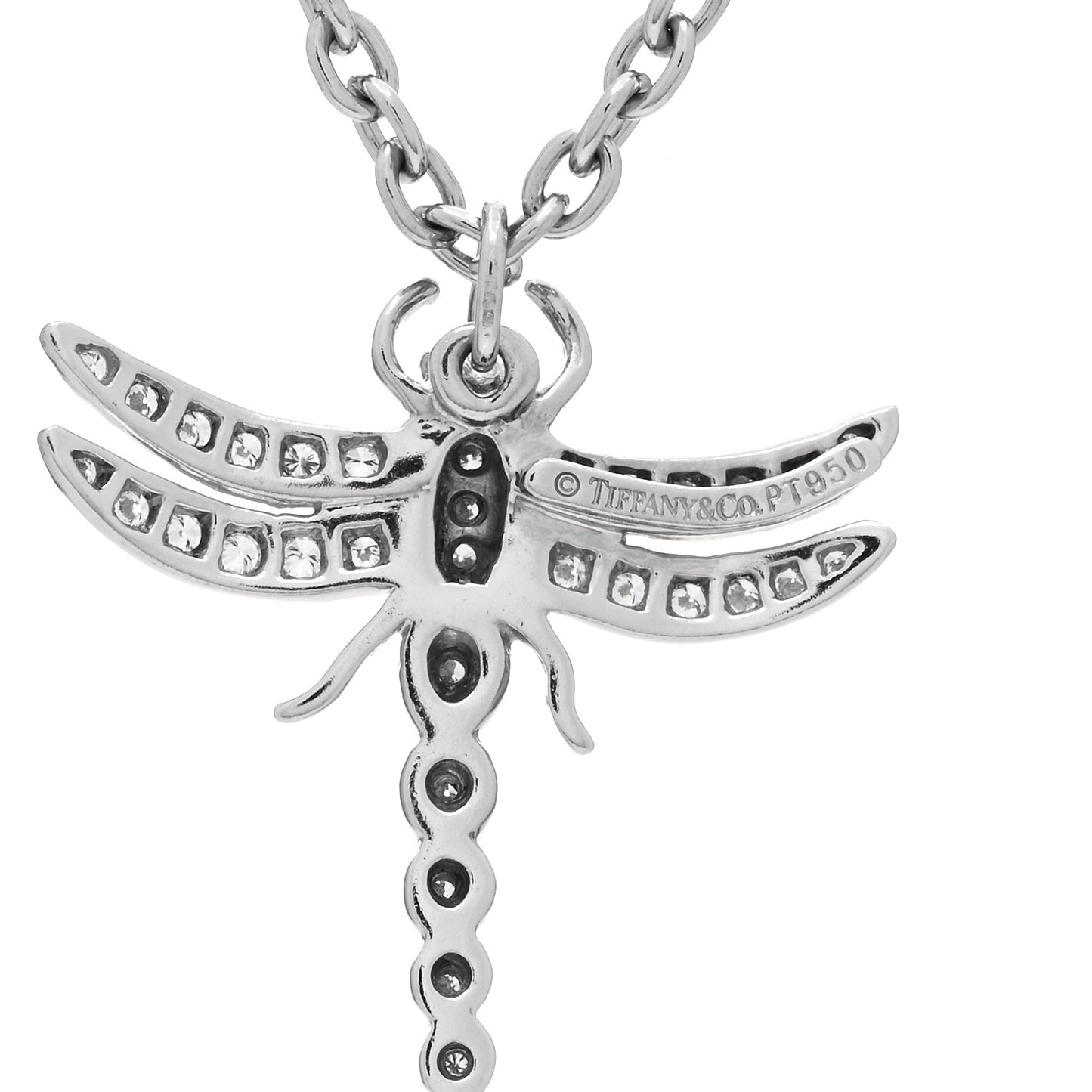 Platinum Diamond Dragonfly Pendant Necklace